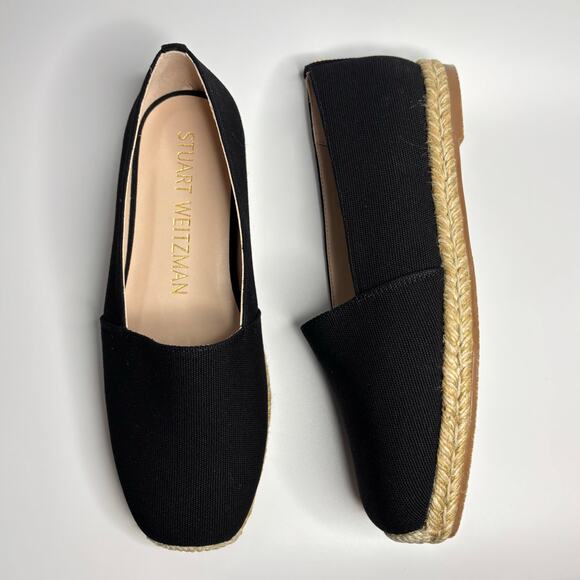 Stuart Weitzman Dree Flat Espadrilles in Black/Natural (Wide) - Picture 6 of 8
